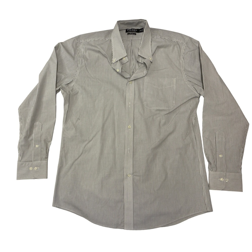 Ralph Lauren Mens Slim Fit Stretch Non Iron Pinstripe Dress Shirt 16.5 34/35